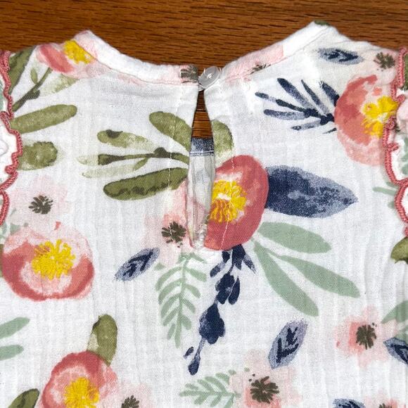 Mud Pie Baby Girls Floral Cotton Gauze One Piece Size 0-3M - Picture 11 of 15